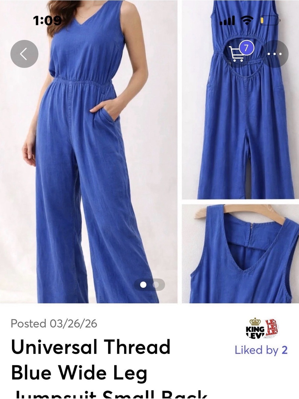 Universal Thread Royal Blue Sleeveless Wide-Leg Jumpsuit